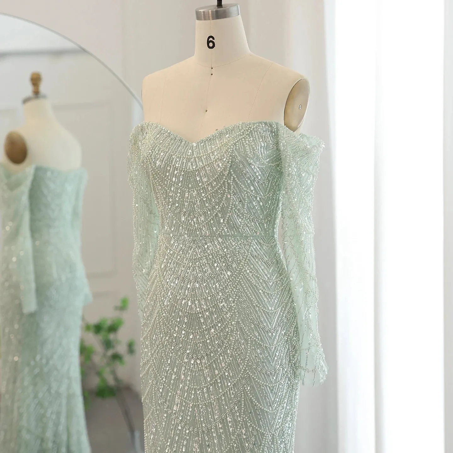 Off the Shoulder Mermaid Long Sleeves Party Gowns