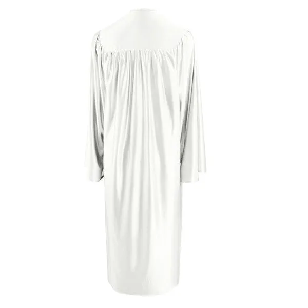 Shiny White High School Graduation Gown